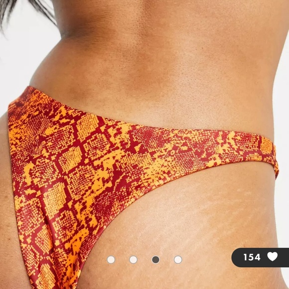 Weekday high leg snake print bikini bottom in orange - Picture 4 of 4